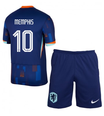 Países Bajos Memphis Depay #10 Segunda Equipación Niños Eurocopa 2024 Manga Corta (+ Pantalones cortos)